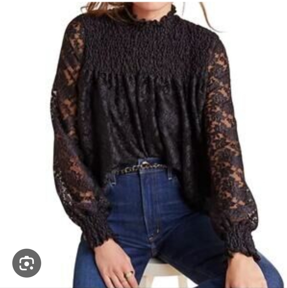 Cable & Gauge Black Lace‎ Top Cottagecore Whimsygoth